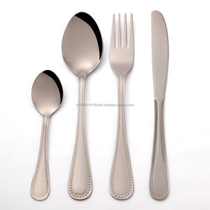 Juego de cubiertos/cubiertos de acero inoxidable con diseño de cuentas PVD negras Grado 202/304 Cuchara Tenedor y cuchillo Cuchara para bebé-Hecho en India - Product Image 2