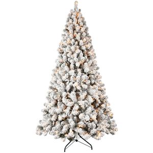 Sapin de Noël artificiel floqué pré-éclairé de 2,7 m en PVC articulé avec 650 lumières - Product Image 2
