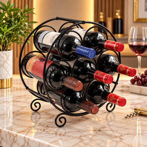 Estante para Botellas de Vino Select Barrel Cage con Diseño Circular en Espiral, Acabado en Metal Negro, Soporte de Exhibición Independiente para Almacenamiento de Múltiples Botellas - Product Image 1