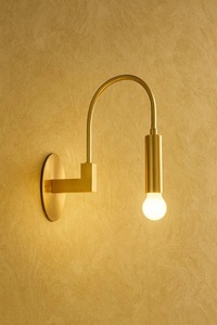 Minimalist Brass Art Deco Wall <b>Sconce</b> Round <b>Lighting</b> Fixture 100% Handmade for Home Office Indoor Use - Product Image 2