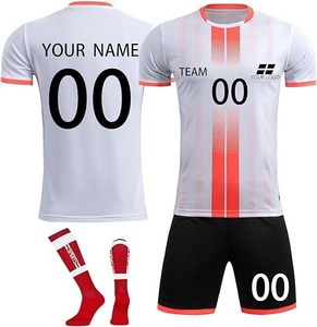 High Quality Custom Logo Men's Football Jersey Heat-Transfer Printing Breathable Quick Dry 100% Polyester Short Soccer Uniform - Product Image 3