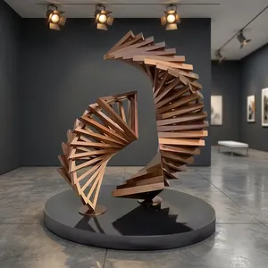 Escultura Espiral de Cobre Abstracta Moderna, Estatua de Arte Geométrico en Metal para Decoración de Interiores de Hotel, Villa u Oficina, Centro de Mesa 3D - Product Image 3