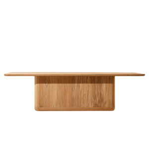 Mesa de Comedor Exterior Moderna y Minimalista, de Madera de Teca Sólida, Diseño Rectangular Elegante y Duradero, Base de Pedestal Gruesa, Resistente al Agua, Ideal para Parques - Product Image 4