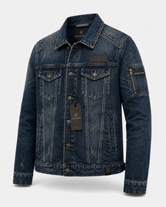 Veste en jean pour homme de haute qualité, tissu en denim de coton, vêtement d'extérieur élégant et décontracté, coupe confortable pour un usage quotidien et la mode urbaine - Product Image 4