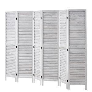 Divisorio per Stanza in Legno a 6 Pannelli, Alto 66,9 Pollici, Portatile, con Lamelle, Schermo Privacy Pieghevole per Arredamento Casa - Product Image 1