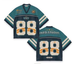 Retro Soccer Jersey Custom Sublimation Transfer Print Logo Mesh <b>TShirt</b> Sporty Cropped Boxy Football Streetwear Summer Short - Product Image 3