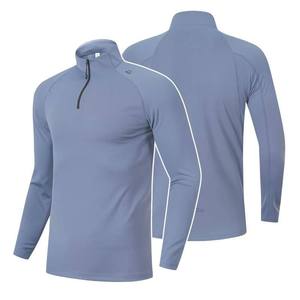 Men's Stand Collar Quarter <b>Zip</b> Long Sleeve Performance <b>Shirt</b> Moisture Wicking Fitted Polyester Sport Top Solid Color All Seasons - Product Image 2
