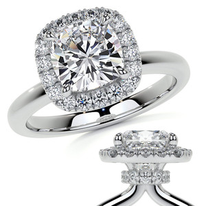 Bague de fiançailles Gema par Creative Natural en or massif 18 carats avec halo de diamants de laboratoire, certifiée IGI, pour femmes et jeunes filles - Product Image 5