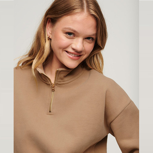 เสื้อสเวตเชิ้ตผู้หญิงคอปกแบบซิปครึ่งตัว ดีไซน์ใหม่สำหรับฤดูหนาว ถักนิตติ้ง ทรงหลวมไหล่ตก ไซส์ปกติ คุณภาพสูง เป็นมิตรต่อสิ่งแวดล้อม - Product Image 4