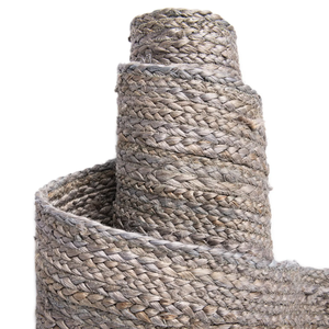 Handcrafted Gray Jute Square <b>Rug</b> Braided Natural Fiber Carpet <b>Boho</b> Farmhouse Floor Mat For Living Room - Product Image 3