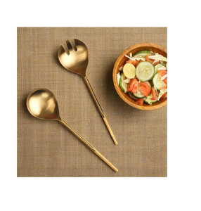 Nouveauté : Ensembles modernes de fourchettes et cuillères à salade en laiton doré au design unique – Prix de gros - Product Image 6