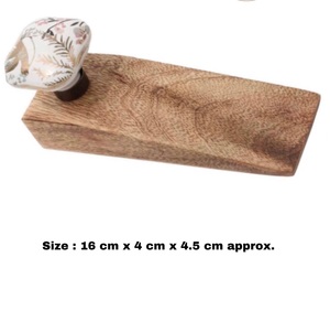 Tope de puerta de madera con cuentas decorativas y pomo de cerámica, diseño rústico, duradero, para uso en entradas, retén de puerta y cierre de puerta - Product Image 3