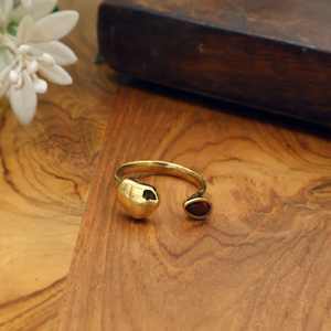 Gold Plated Open Adjustable Gemstone <b>Ring</b> Minimalist <b>Statement</b> <b>Ring</b> for Women Fashion Jewelry OEM ODM Wholesale - Product Image 2