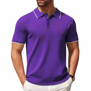 Chemise à manches courtes pour homme, couleur unie, 100% polyester, tricotée, décontractée élégante, respirante, coupe classique, haute qualité, personnalisable - Product Image 5