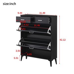 Scarpiera Moderna Autoportante con 2 Cassetti Ribaltabili, Organizzatore di Grandi Dimensioni con 2 Cassetti - Product Image 3