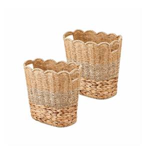 Cestas de Almacenamiento de Jacinto de Agua con Borde Festoneado y Asas, Ecológicas, Rústicas, Multiusos para el Hogar - Product Image 1