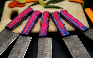 Handmade Damascus Steel Eco-Friendly 5-Piece Kitchen <b>Knife</b> Set Pure Leather Sheath Including Chef Cleaver <b>Steak</b> Fruit <b>Knives</b> - Product Image 1
