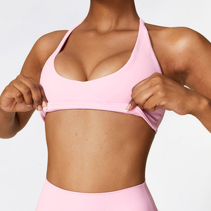 Wholesale High Quality Yoga Bra High Support Custom logo <b>Cross</b> Back Sports Fitness Gym Bra For Women Sports Bra - Product Image 3