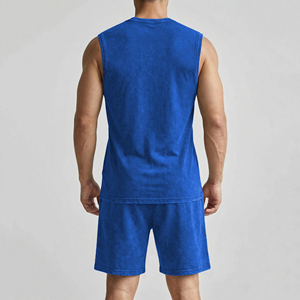 Nouvel Arrivage Ensemble d'été respirant délavé à l'acide pour Hommes – T-shirt sans manches et short de haute qualité pour l'entraînement et la course - Product Image 2