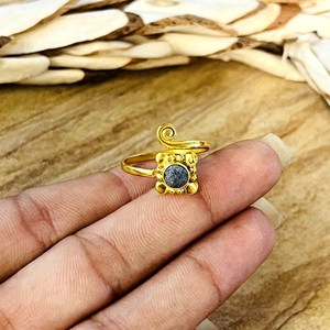 New Arrival <b>Lapis</b> <b>Rings</b> Boho Brass Jewelry Women 18k Gold Plated Dainty Swirl Wave Geometric Tribal Design Wholesale/OEM/ODM - Product Image 3