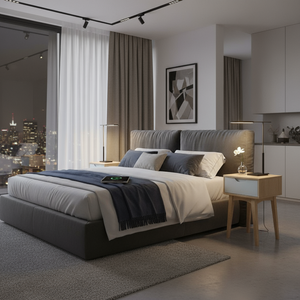 Mesita de Noche Moderna de Estilo Escandinavo Minimalista, de Madera, con 1 Cajón, Frente Blanco, Mueble para Dormitorio - Product Image 4