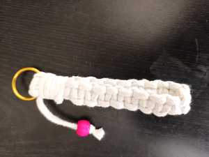 Handwoven Bohemian Cotton Rope Keychain Braided Key Ring White Beaded Pendant Home Decor Gift - Product Image 2