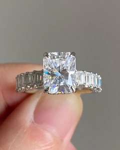 <b>925</b> Sterling <b>Silver</b> Radiant Cut Moissanite Diamond <b>Ring</b> Gift For Wedding & Anniversary - Product Image 2