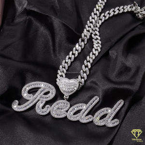 Collar con Nombre Personalizado, Chapado en Rodio, Chapado en Oro, con Moissanita, Estilo Hiphop, Certificado GIA, Joyería de Lujo, Regalo - Product Image 2