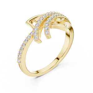 Bague Diamant Tourbillon Céleste, Bague Dorée Majestueuse à Motif Déroulé, Bague Diamant Tourbillon Enchanté, Bague Diamant Vague Filigrane Royale - Product Image 2