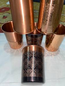 Tasse à boire décorative en métal avec motif gravé, gobelet à eau, tasse à thé pour la maison, cadeau de fête - Product Image 3