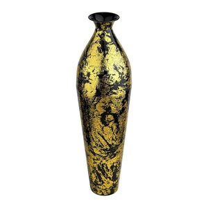 Vase à fleurs en métal de couleur jaune avec points noirs, design tendance pour la décoration de la maison, nouveaux modèles, décoration de table, disponible au meilleur prix - Product Image 1
