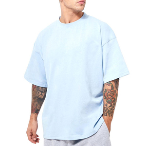 T-shirt décontracté pour homme, beige, coupe oversize, manches courtes, col rond, couleur unie, 100 % coton jersey, délavé à l'acide, respirant - Product Image 4