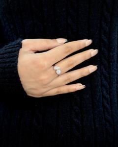 Pear and Round Cut Lab Grown Diamond <b>Ring</b> 925 Sterling Silver <b>Two</b> <b>Stone</b> Wedding <b>Ring</b> Wholesale OEM Jewelry Supplier - Product Image 4