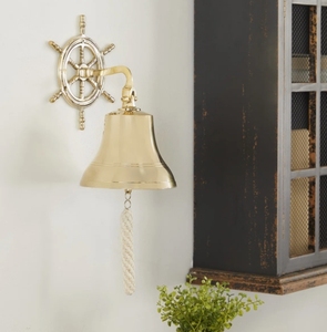 Cloche de bateau Art Déco en laiton, décor mural de roue de bateau marine, avec cordon, décoration intérieure, Diwali, haute qualité, vente en gros - Product Image 3