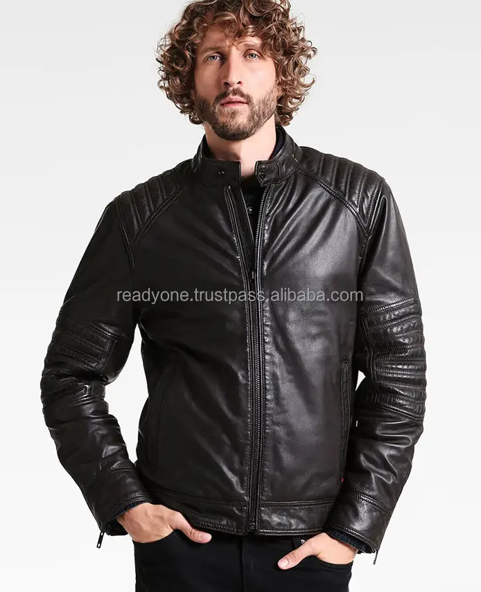 Wholesale winter jacket men causal embroidery black casual polyester bomber leather motorcycle coats mans jackets designs