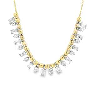Ball Cable Chain Layering <b>statement</b> <b>Necklaces</b> Round Emerald Cut Lab Grown Diamond Two Tone 17inch 14K 18K Solid Gold Manufacture - Product Image 5