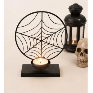 Ensemble de 3 lanternes en métal artisanales pour Halloween, style vintage, en fer noir, avec découpes de fantômes, de chats noirs et d'arbres effrayants - Product Image 3