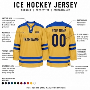 Ropa Deportiva Personalizada para Clubes de Hockey sobre Hielo, Fabricante OEM, 100% Poliéster, Impresión por Transferencia de Calor, Cuello Redondo, Manga Larga, Cordón Ajustable - Product Image 1