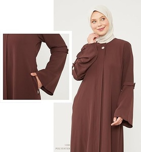 Wholesale Modest Dubai <b>Eid</b> Abaya <b>Dress</b> Solid Color Luxury Kaftan Flare Women Muslim Square Neck <b>Long</b> Sleeve Loose Fit Abayas - Product Image 5