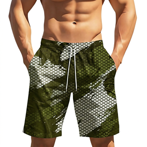 <b>Men's</b> Camouflage Print Board Shorts Mid Waist Drawstring Quick Dry Casual Swim <b>Trunks</b> with Pockets - Product Image 2