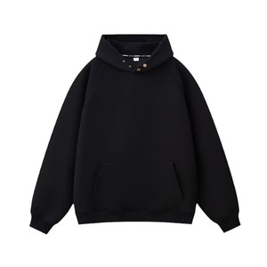เสื้อฮู้ดดี้สีดำพรีเมียม ผ้าฝ้ายฟลีซหนานุ่ม ทรงโอเวอร์ไซส์ บ็อกซี่ฟิต แบบสวมหัว ไหล่ตก สำหรับสตรีทแวร์ - Product Image 5