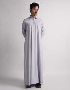 Qamis Crème pour Homme à Manches Longues, Longueur Ras du Sol, en Coton, Robe de Prière Modeste Style Moyen-Orient, Respirant, Coupe Ample, pour Adulte - Product Image 2