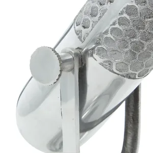Art Deco Stainless Steel Microphone Sculpture 9 Inch Tabletop Decorative Accent for Living Room - Product Image 4