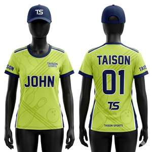 Premium 180 GSM Polyester Spandex Sublimated <b>Bowling</b> Jersey Peach Cream Contrast Panel Custom Logo Name Number - Product Image 5