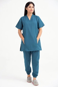 EVERGLOW Conjunto de Uniforme Médico Unisex Rosa de Algodón y Poliéster, Blusas y Camisas de Hospital con Función de Detección de Agujas, Sin Costuras - Product Image 4