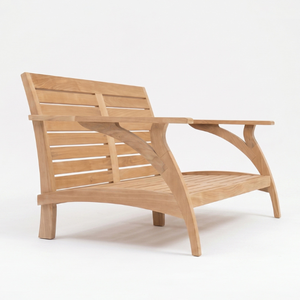 Chaise longue de regatta en teck moderne au design scandinave minimaliste, durable et écologique, avec accoudoirs enveloppants, idéale pour les parcs - Product Image 1
