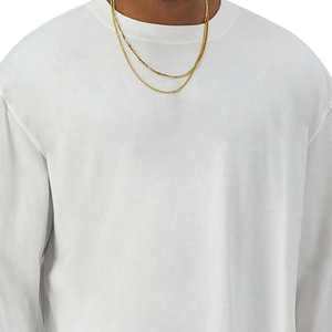 เสื้อยืดแขนยาวผู้ชายสีขาว คอกลม ทรงหลวม ผ้าคอตตอนผสม สวมใส่สบาย เหมาะสำหรับเป็นเสื้อตัวใน เนื้อผ้านุ่ม ระบายอากาศได้ดี สีพื้น - Product Image 2