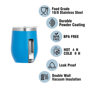 Vaso de Vino con Aislamiento al Vacío de Doble Pared, de Acero Inoxidable, con Forma de Huevo, de 12oz, con Recubrimiento en Polvo, para Camping, Venta al por Mayor - Product Image 4