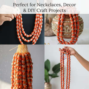 ลูกปัดแก้วทำมือสีส้ม EXCEL EXPORTS ขนาด 8 นิ้ว |   สไตล์เค้กแต่งงานแบบศิลปะ |   ลูกปัดตกแต่งรูปทรงผสม - Product Image 3