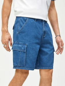 Hip Hop Baggy Fit Short Length Denim Shorts Men Straight Leg Washed Solid Casual 100% Cotton Eco-Friendly Breathable - Product Image 5